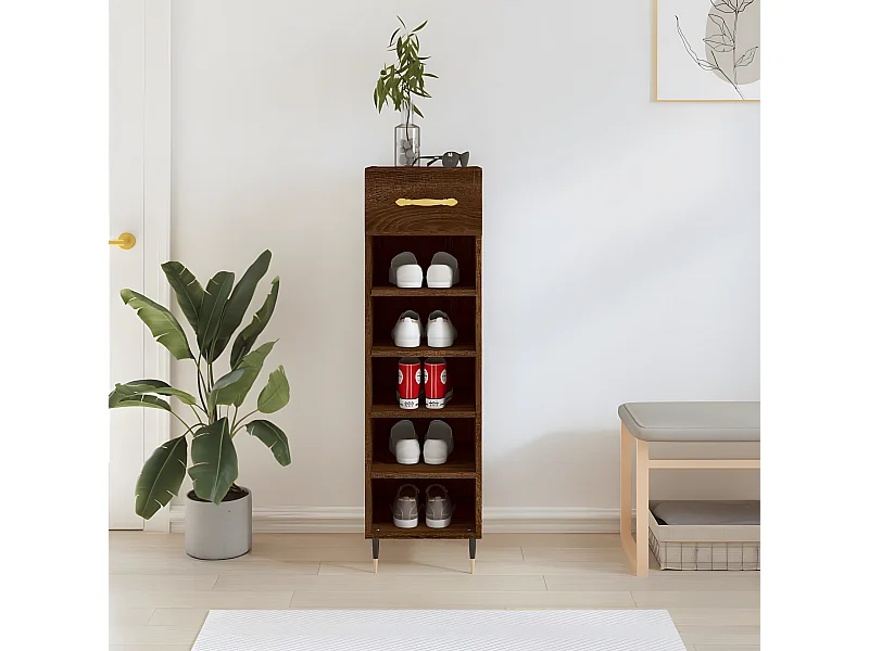 Meuble à chaussures chêne marron 30x35x105 cm bois d'ingénierie WVGQ6255
