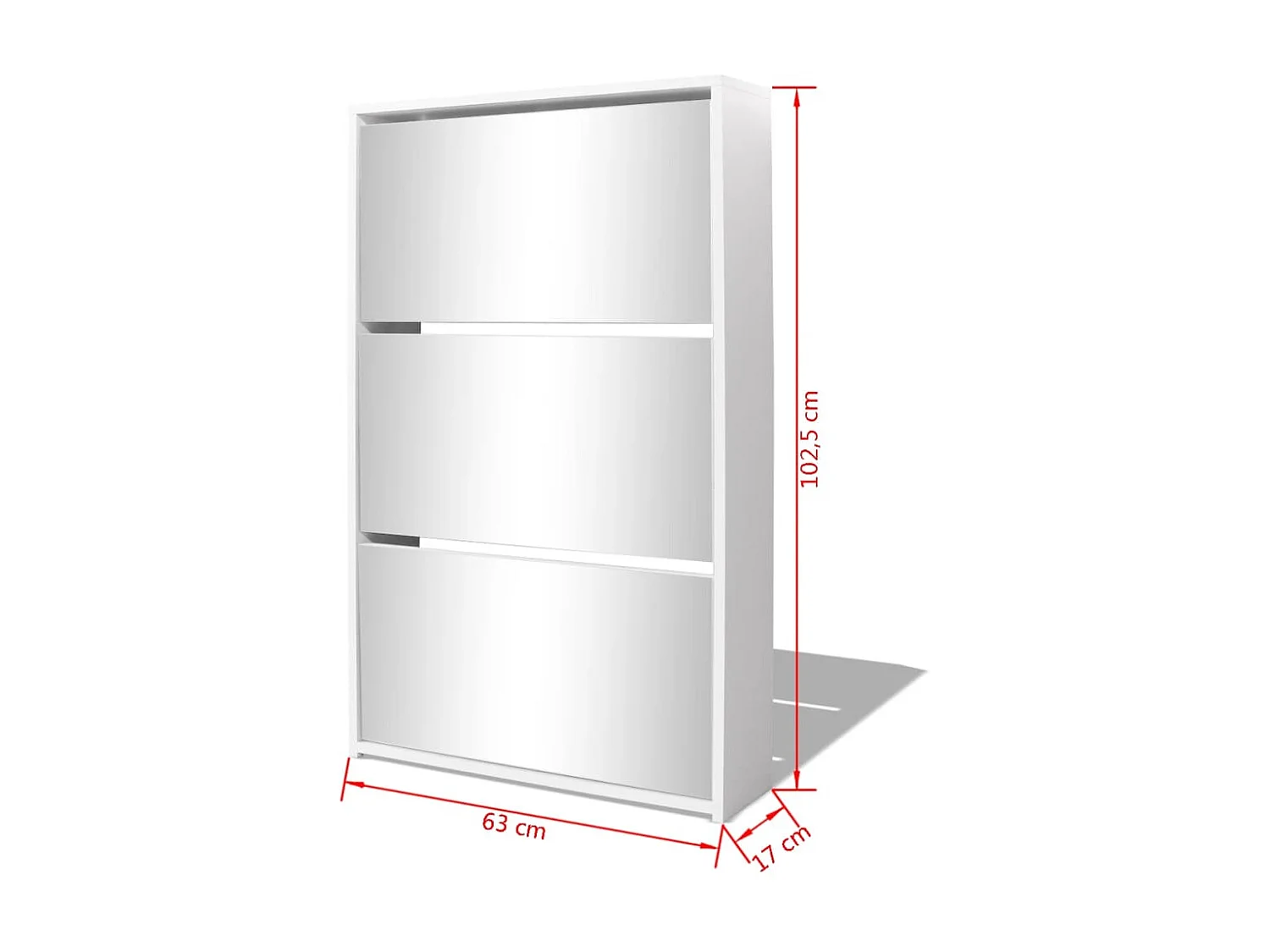 Meuble à chaussures 3 Meubles 63 x 17 x 102,5 cm Miroir Blanc WVGQ2994