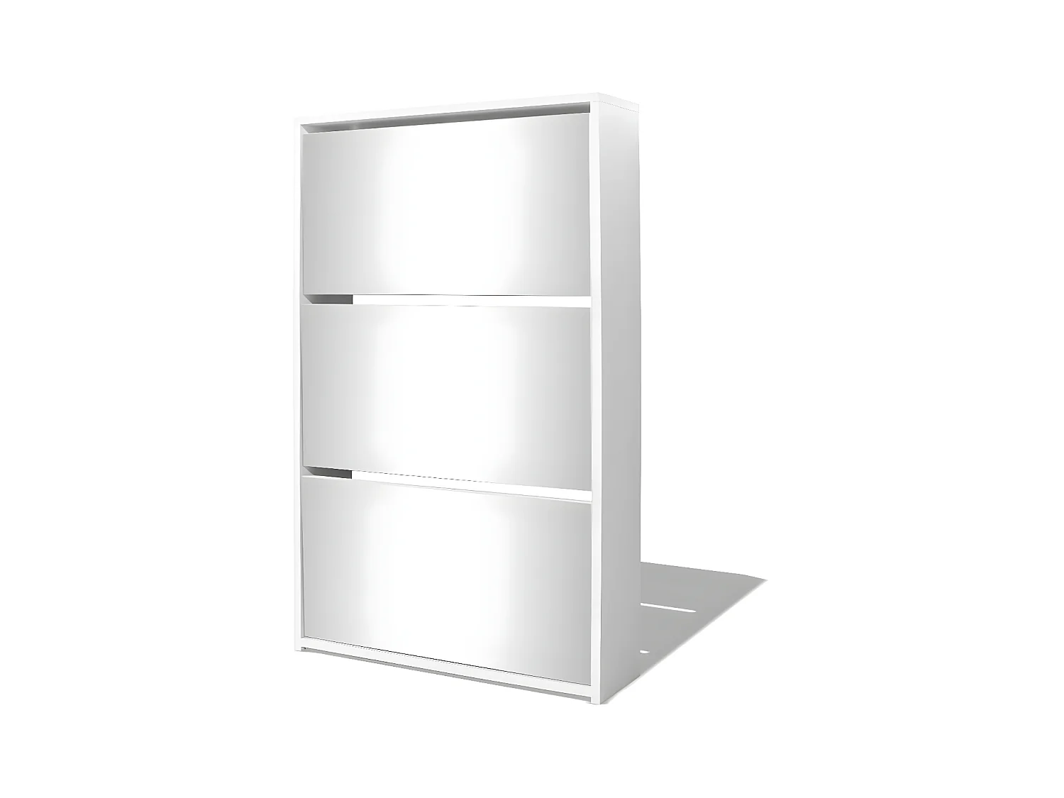 Schuhschrank Schuhregal mit 3 Fächern Spiegel Weiß 63x17x102,5 cm -gkd91082