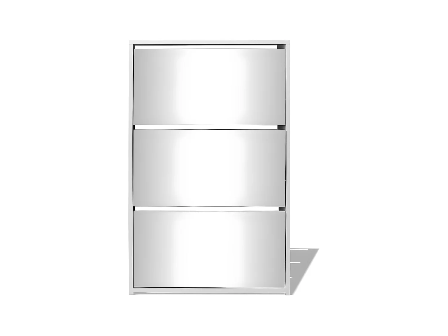 Schuhschrank Schuhregal mit 3 Fächern Spiegel Weiß 63x17x102,5 cm -gkd91082