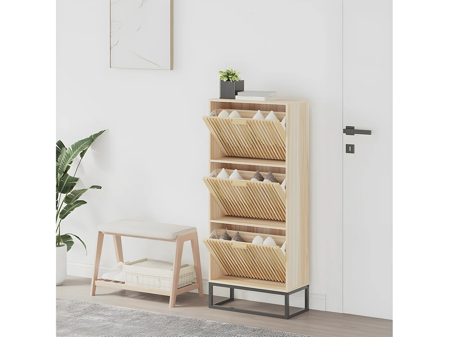 Schuhschrank Schuhregal 52x25x120 cm Holzwerkstoff -gkd77449