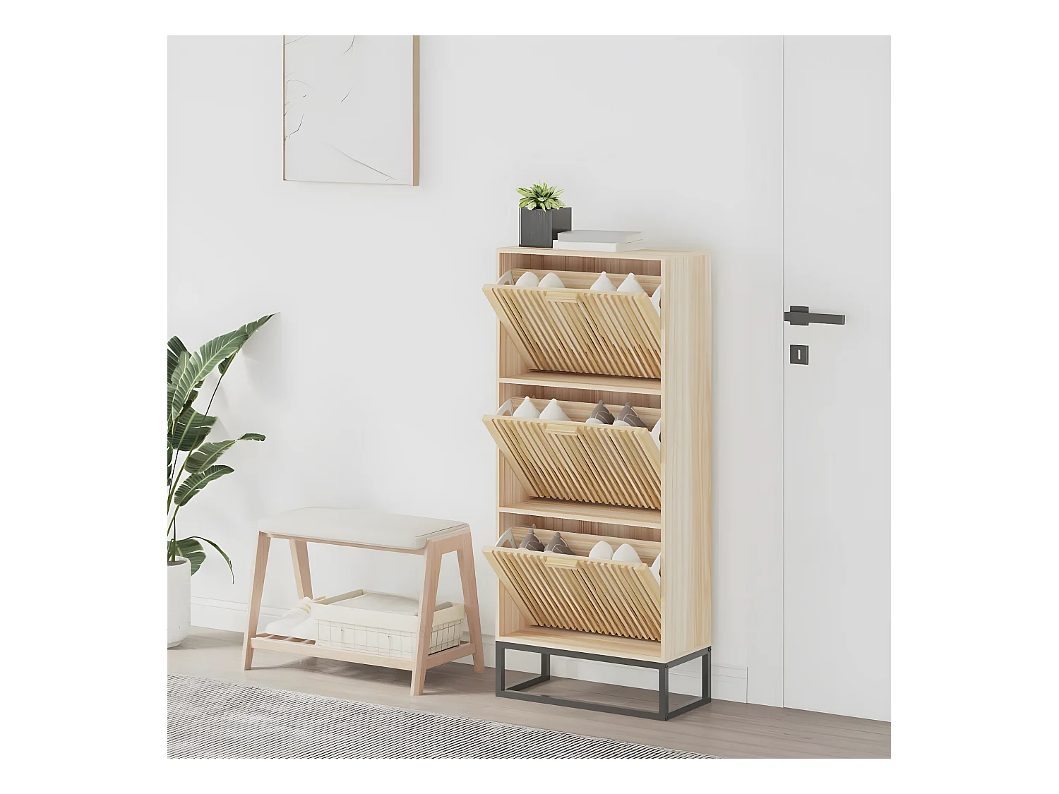 Meuble à chaussures 52x25x120 cm bois d'ingénierie LWT4984
