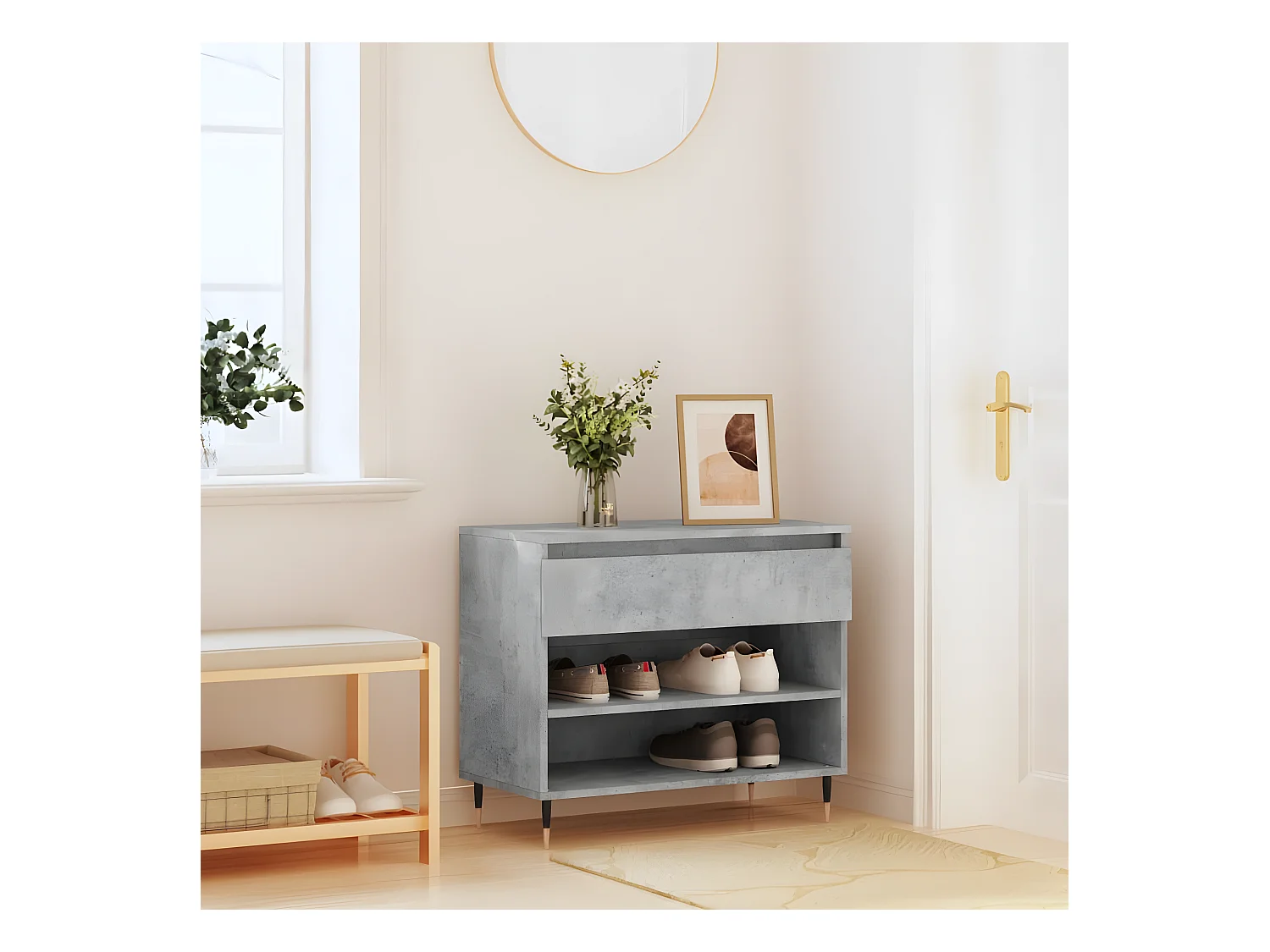Meuble à chaussures Gris béton 70x36x60 cm Bois d'ingénierie WVGQ1601