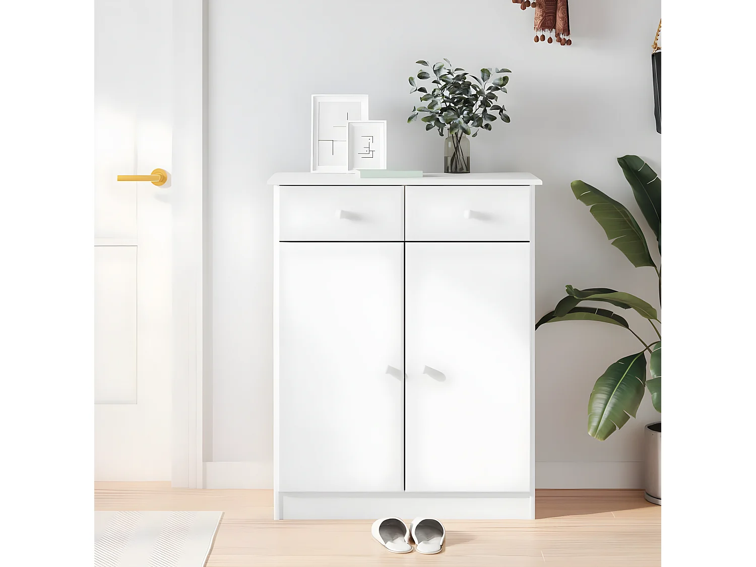 Meuble à chaussures ALTA blanc 77x35x96 cm bois massif de pin WVGQ5543