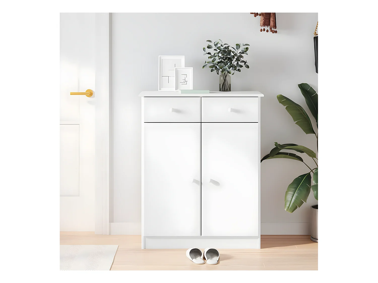 Meuble à chaussures ALTA blanc 77x35x96 cm bois massif de pin WVGQ5543