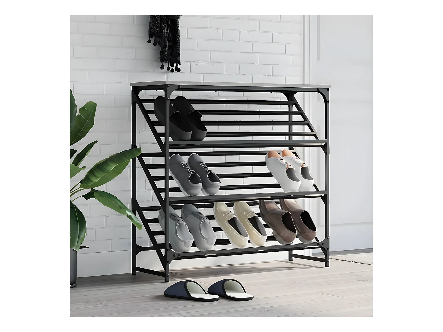 Meuble à chaussures sonoma gris 90x30x85 cm bois d'ingénierie WVGQ1299