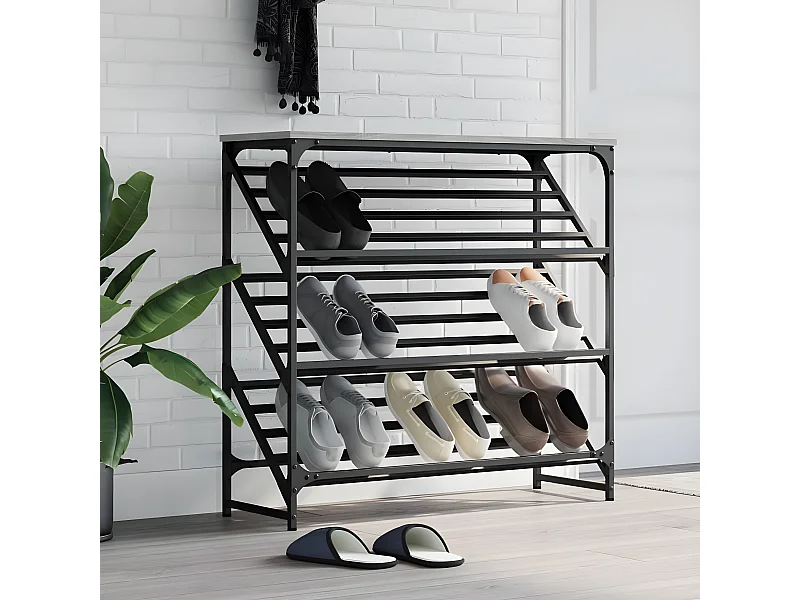 Meuble à chaussures sonoma gris 90x30x85 cm bois d'ingénierie WVGQ1299