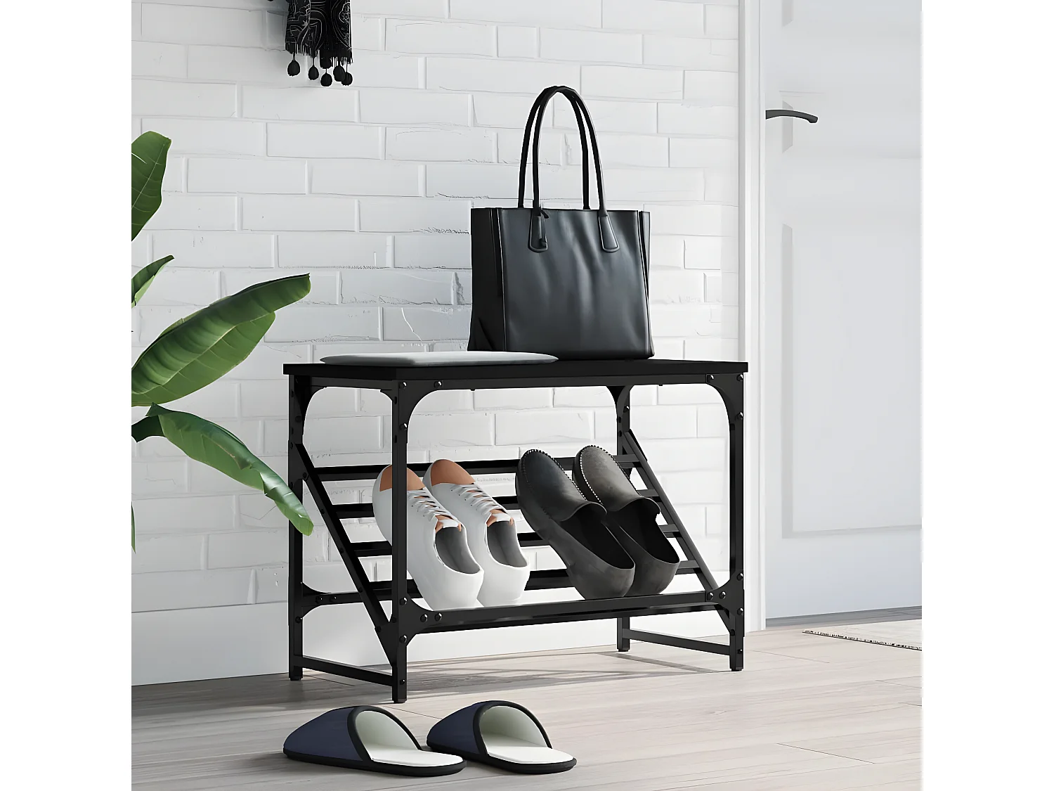 Meuble à chaussures noir 60x30x45 cm bois d'ingénierie WVGQ9538