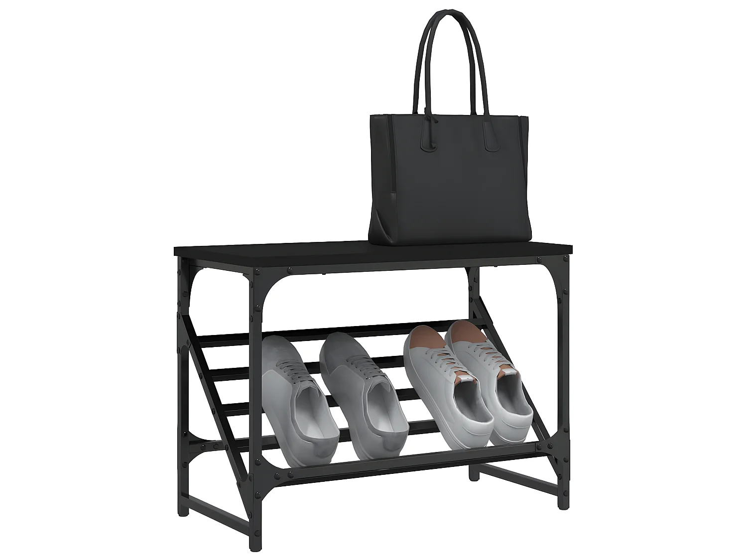 Meuble à chaussures noir 60x30x45 cm bois d'ingénierie WVGQ9538