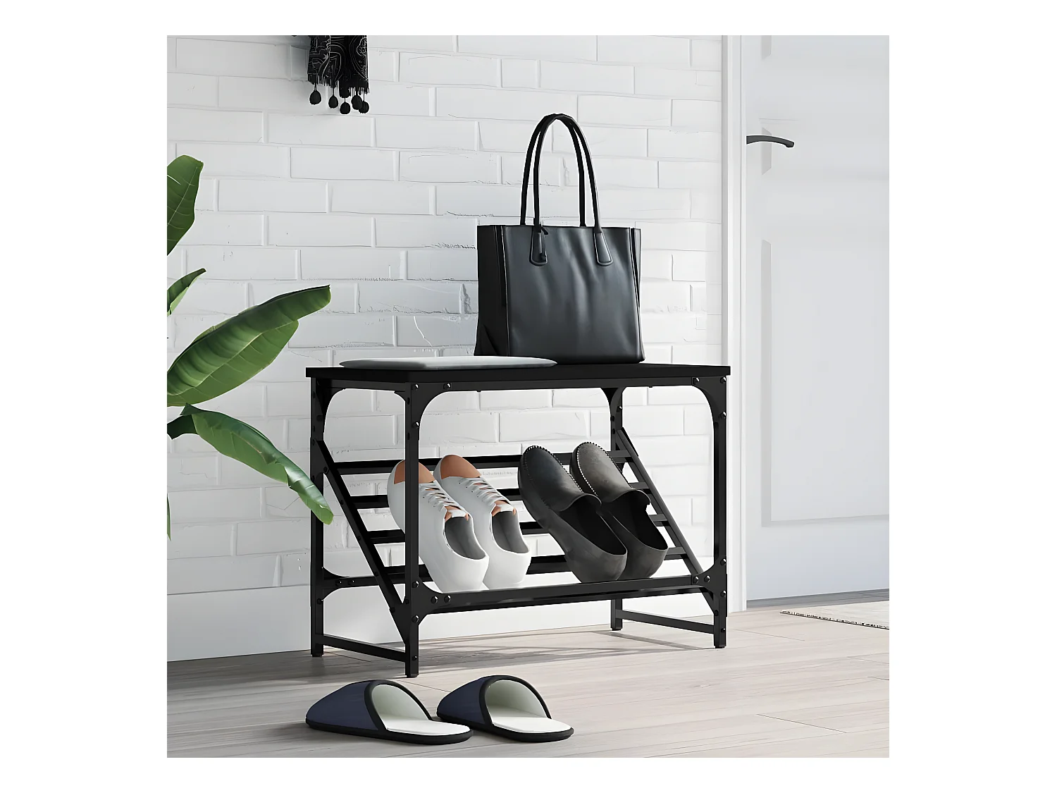 Meuble à chaussures noir 60x30x45 cm bois d'ingénierie WVGQ9538