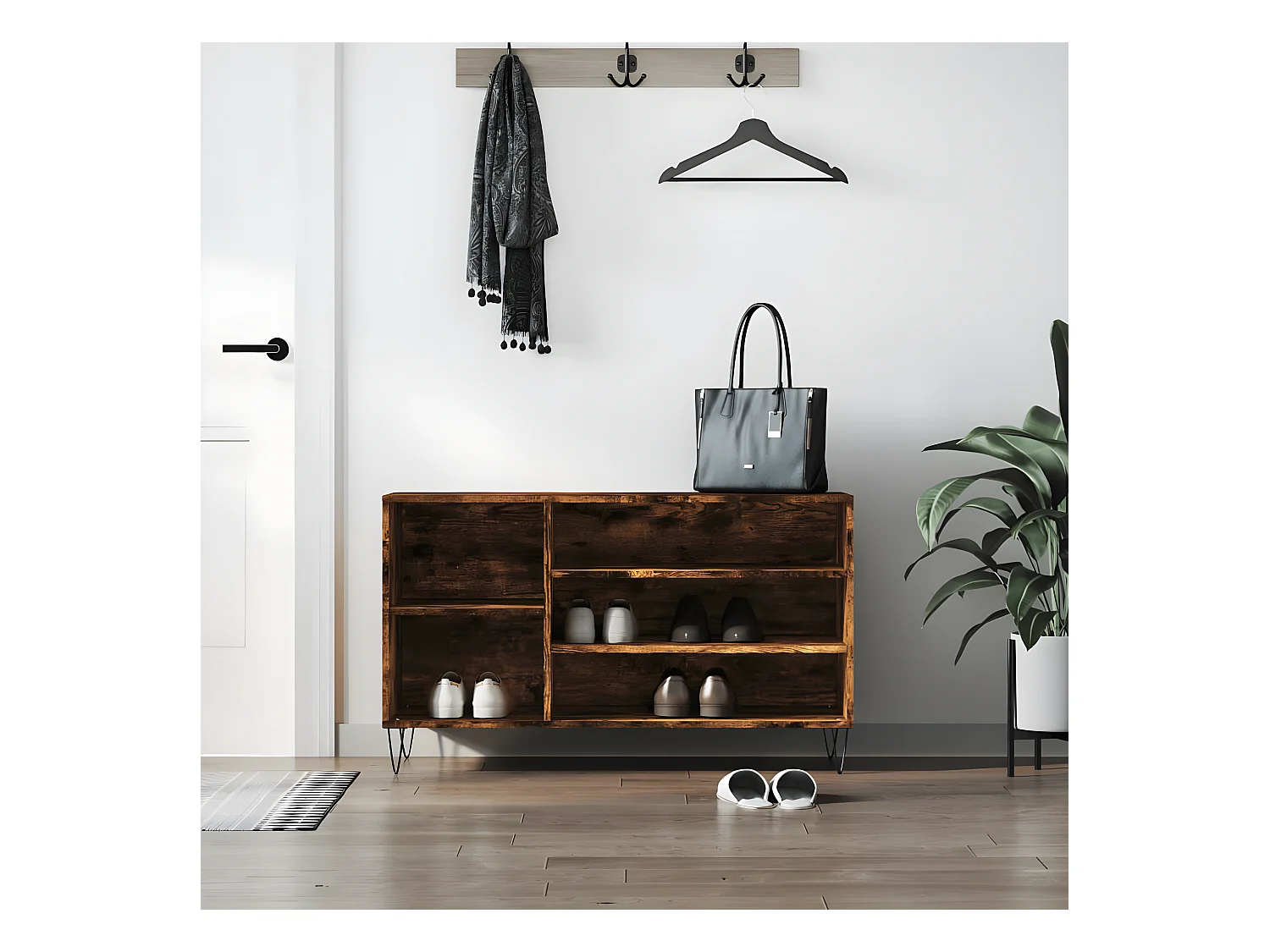 Meuble à chaussures Chêne fumé 102x36x60 cm Bois d'ingénierie WVGQ6472