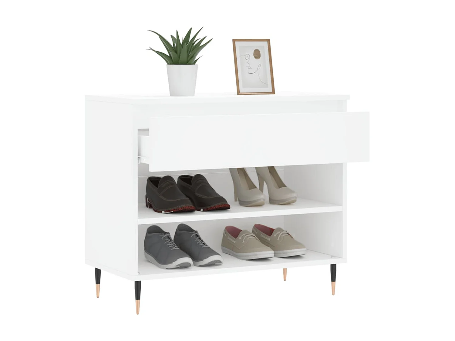Mueble zapatero madera contrachapada blanco 70x36x60 cm ES907918