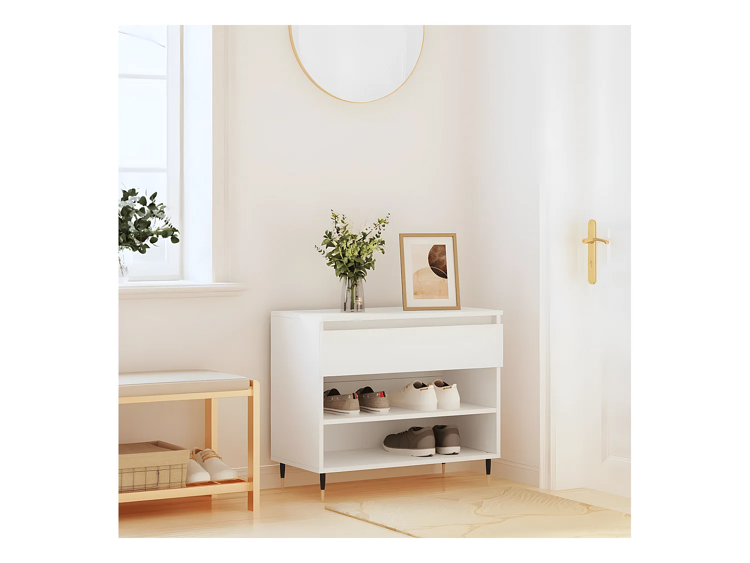 Meuble à chaussures Blanc 70x36x60 cm Bois d'ingénierie WVGQ2327