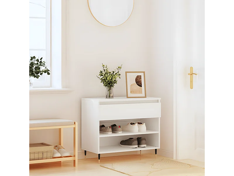 Meuble à chaussures Blanc 70x36x60 cm Bois d'ingénierie WVGQ2327
