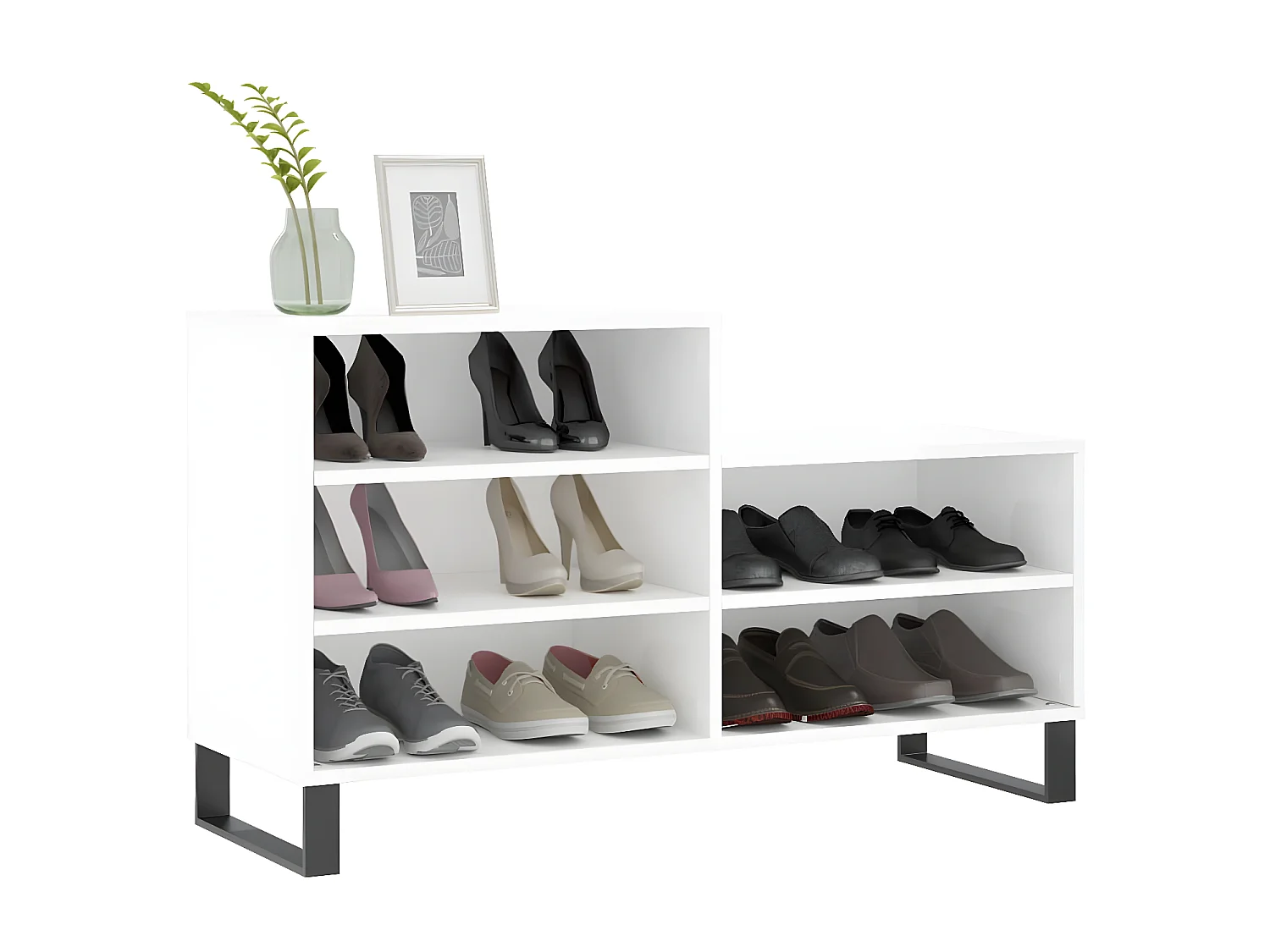 Schoenenkast 102x36x60 cm bewerkt hout hoogglans wit NL120144