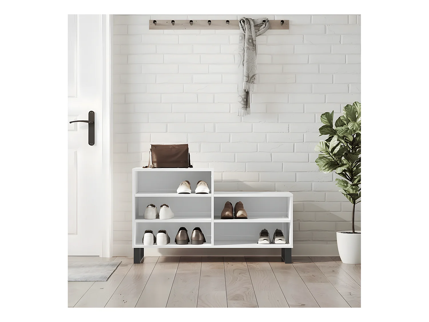 Meuble à chaussure Blanc brillant 102x36x60 cm Bois ingénierie WVGQ4087