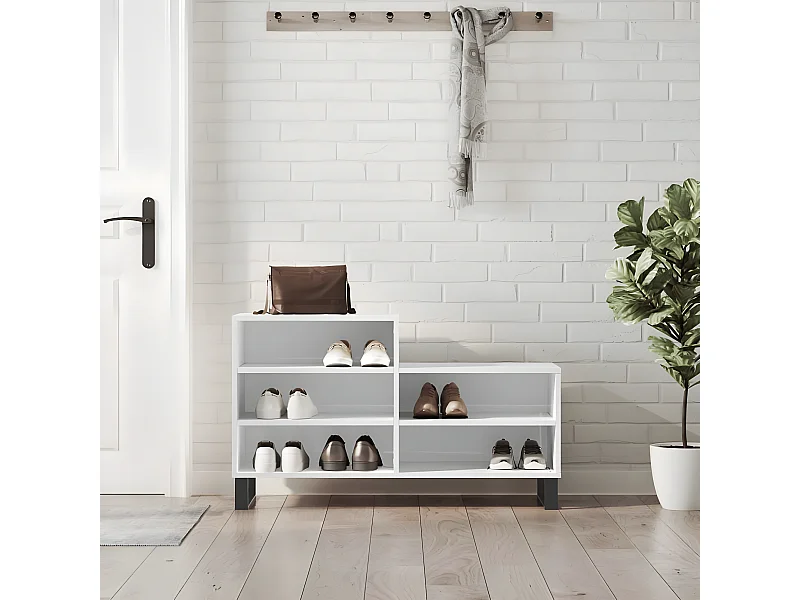 Schoenenkast 102x36x60 cm bewerkt hout hoogglans wit NL120144