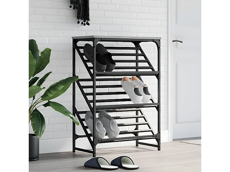 Mueble zapatero madera de ingeniería gris Sonoma 60x30x85 cm ES390441