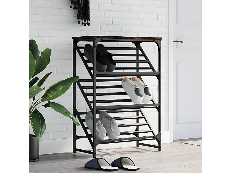 Meuble à chaussures chêne marron 60x30x85 cm bois d'ingénierie WVGQ2206