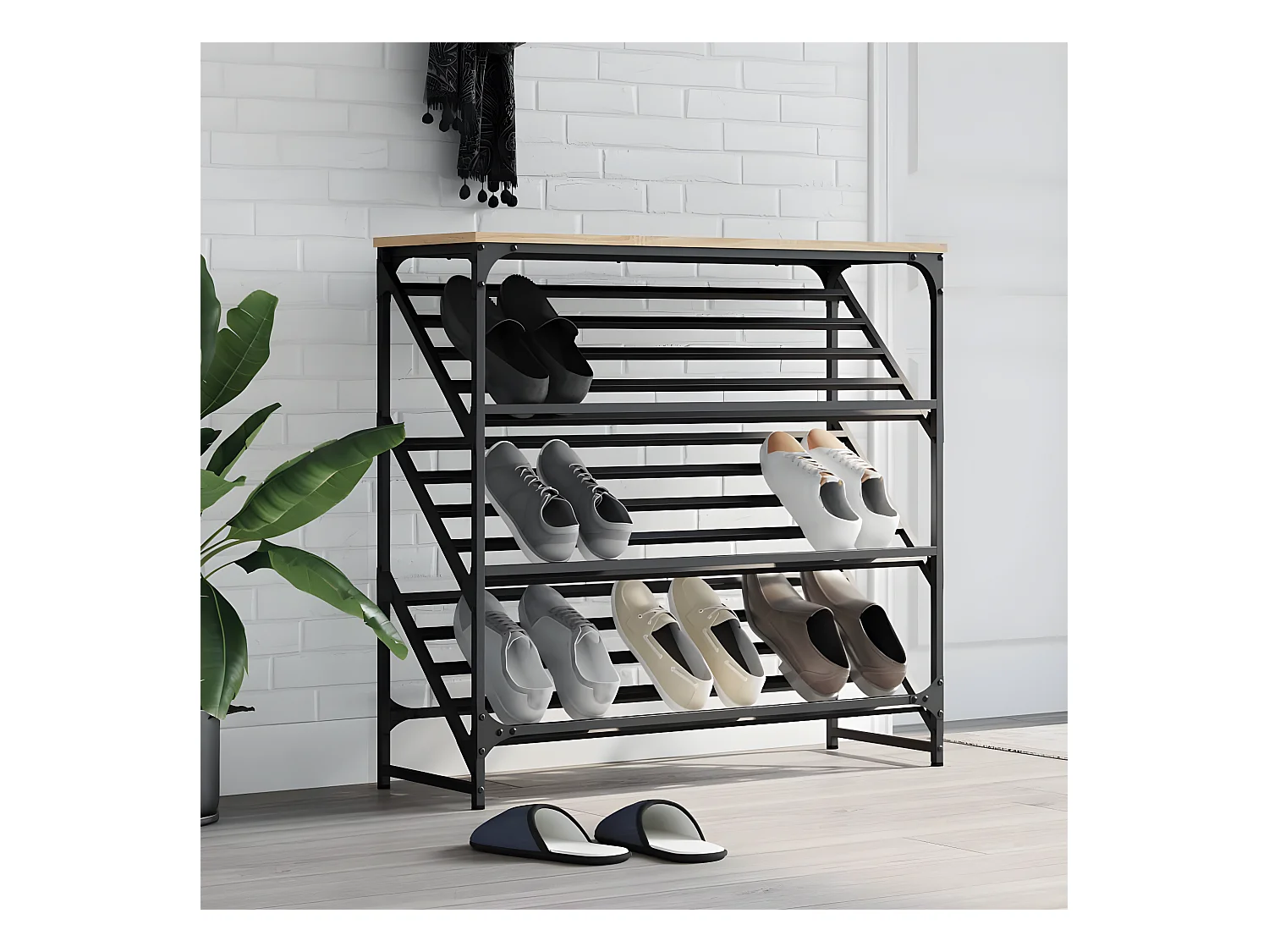 Meuble à chaussures chêne sonoma 90x30x85 cm bois d'ingénierie WVGQ9316