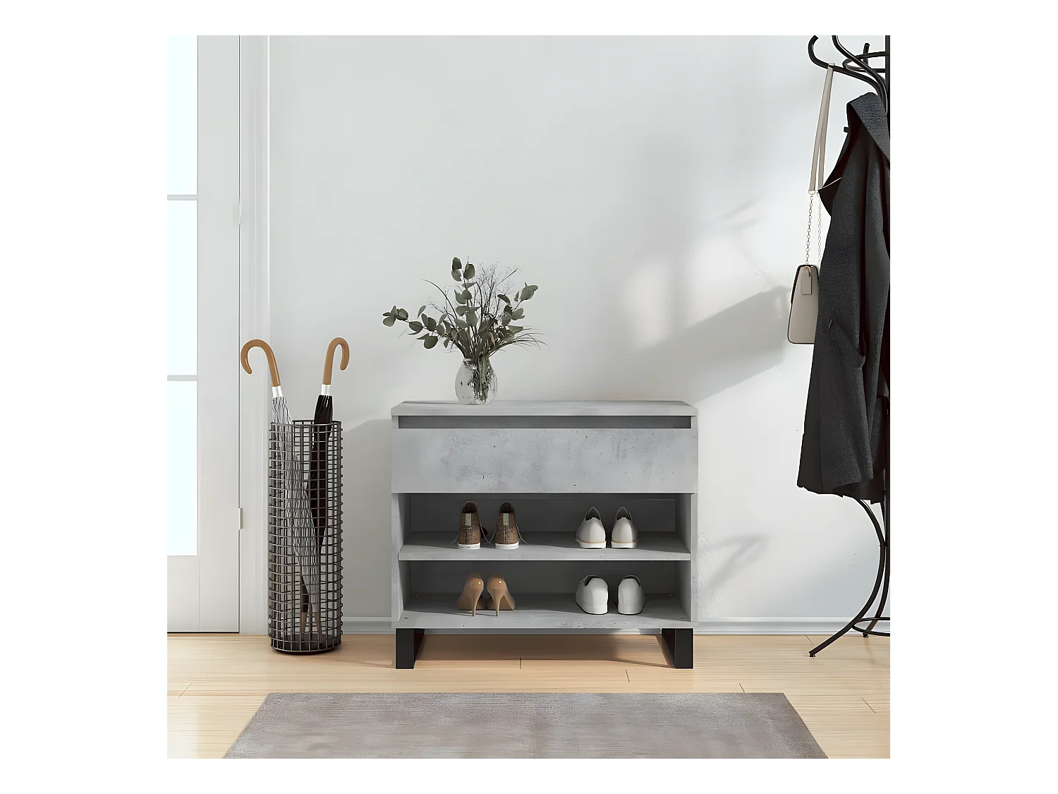 Meuble à chaussures Gris béton 70x36x60 cm Bois d'ingénierie WVGQ3429