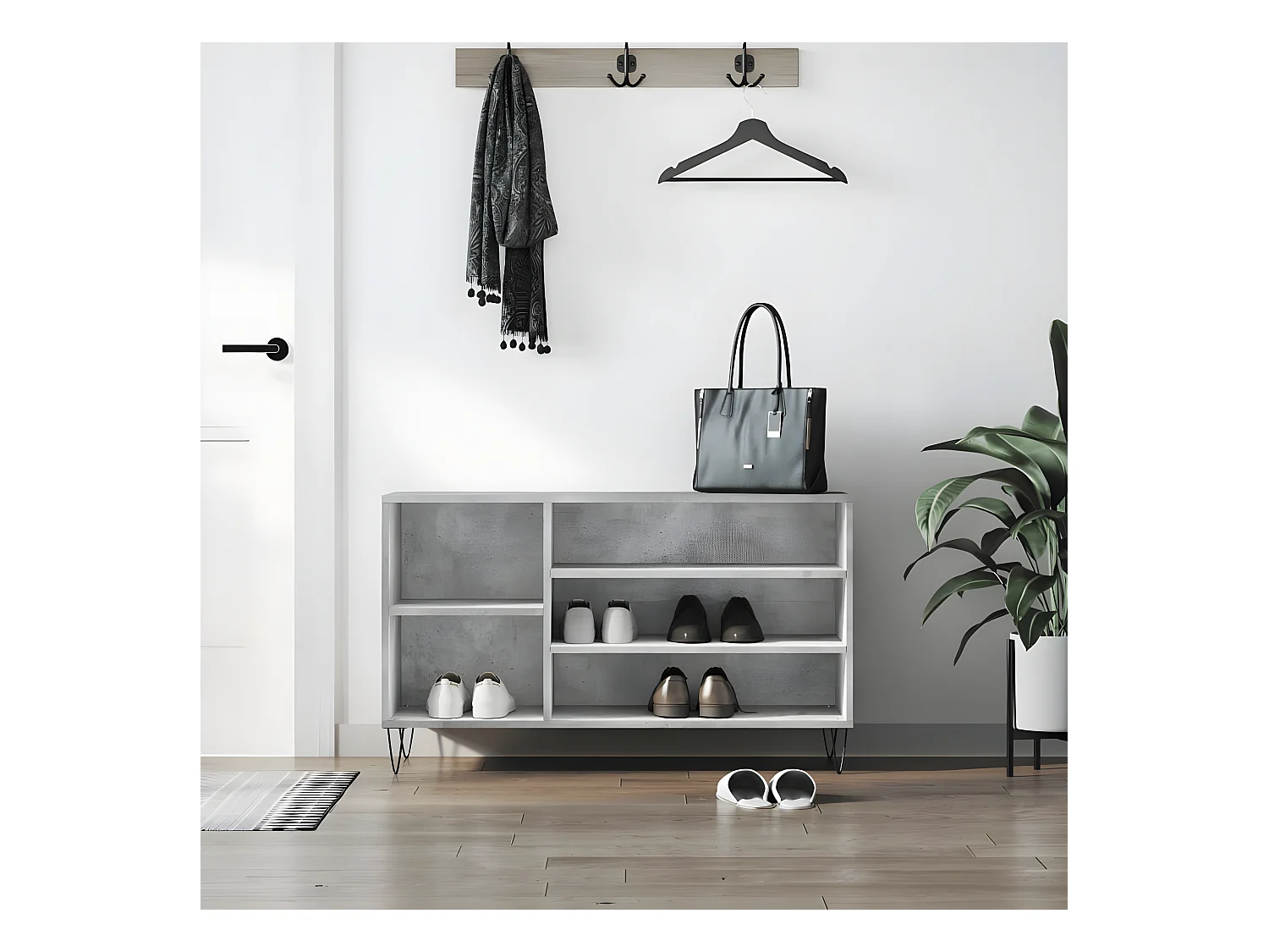 Meuble à chaussures Gris béton 102x36x60 cm Bois d'ingénierie WVGQ9331