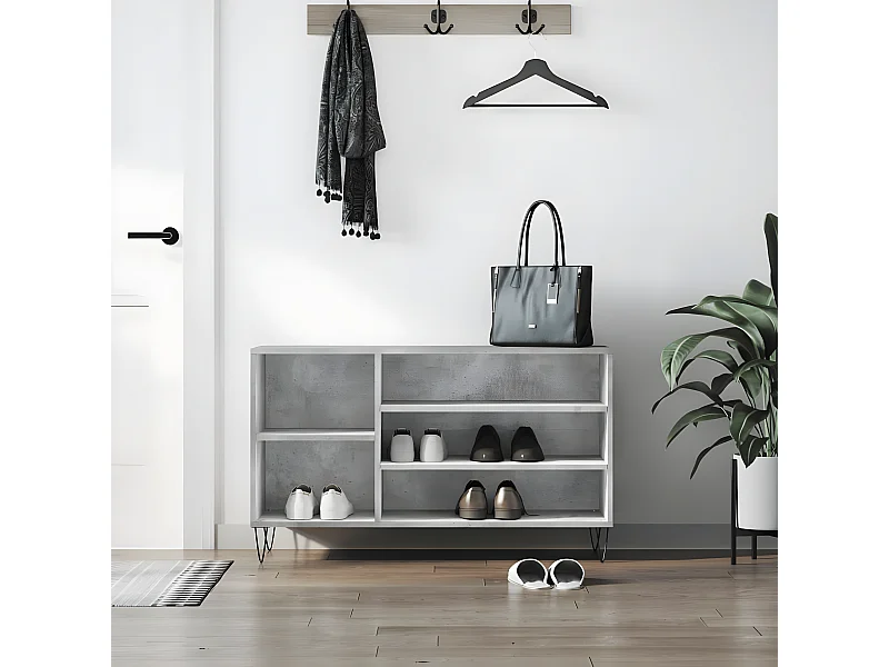 Schoenenkast 102x36x60 cm bewerkt hout betongrijs NL760470