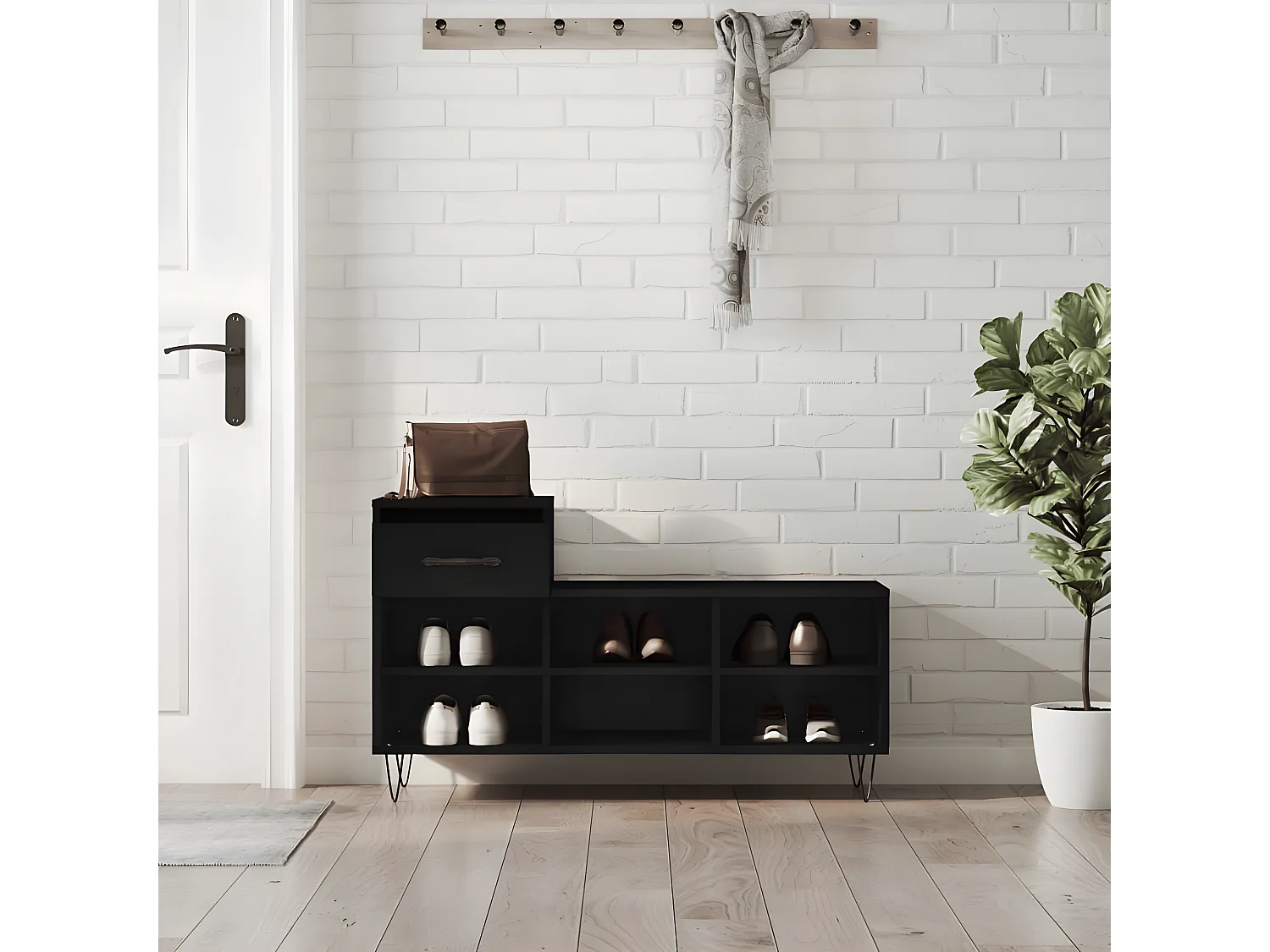 Meuble à chaussures Noir 102x36x60 cm Bois d'ingénierie WVGQ4933