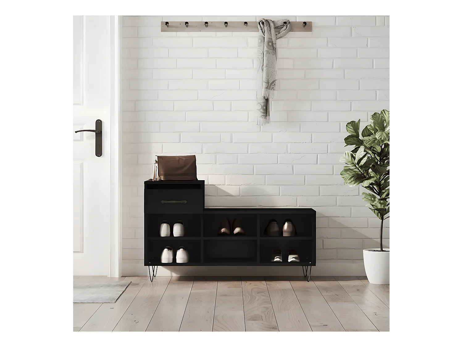 Meuble à chaussures Noir 102x36x60 cm Bois d'ingénierie WVGQ4933