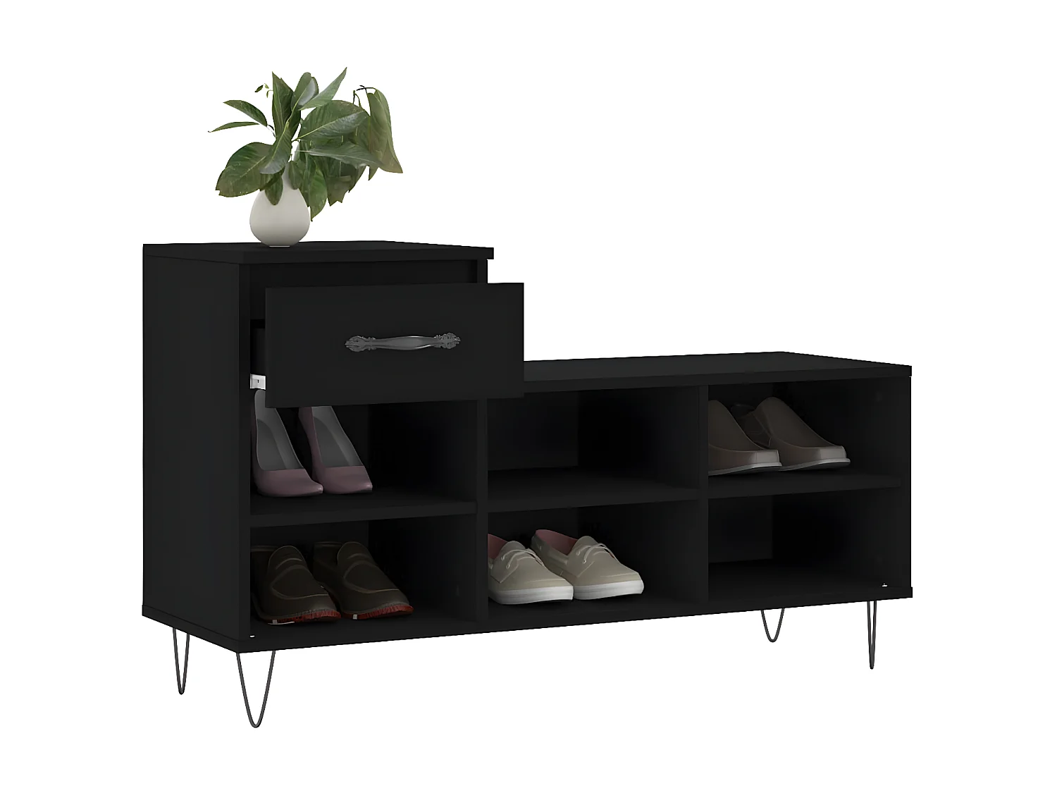 Meuble à chaussures Noir 102x36x60 cm Bois d'ingénierie WVGQ4933