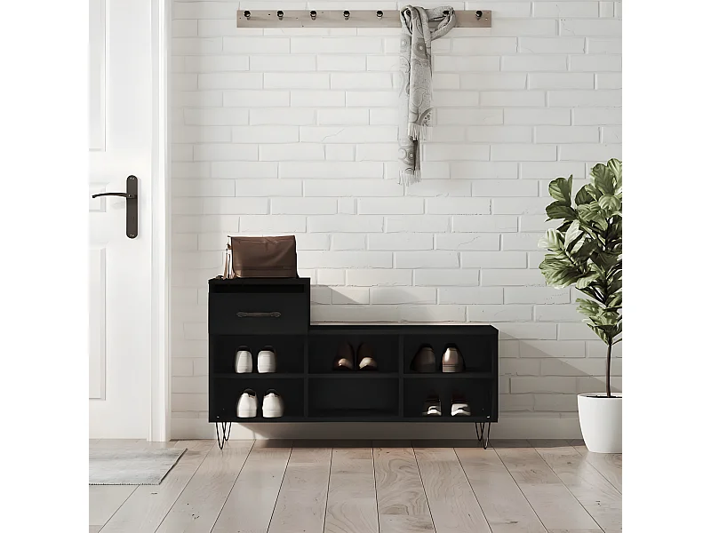 Meuble à chaussures Noir 102x36x60 cm Bois d'ingénierie WVGQ4933