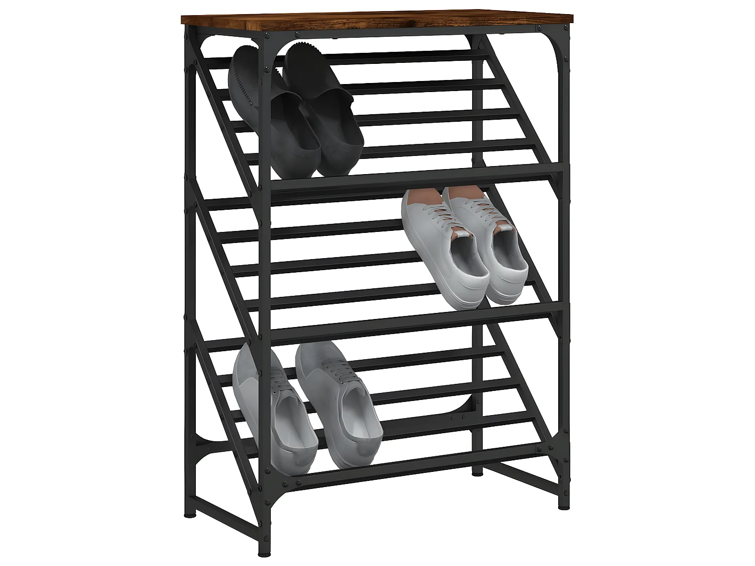 Meuble à chaussures chêne fumé 60x30x85 cm bois d'ingénierie WVGQ2715