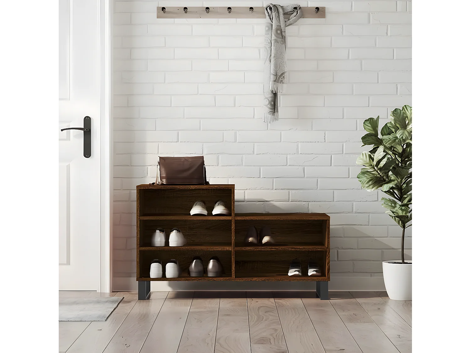 Schoenenkast 102x36x60 cm bewerkt hout bruin eikenkleur NL342930