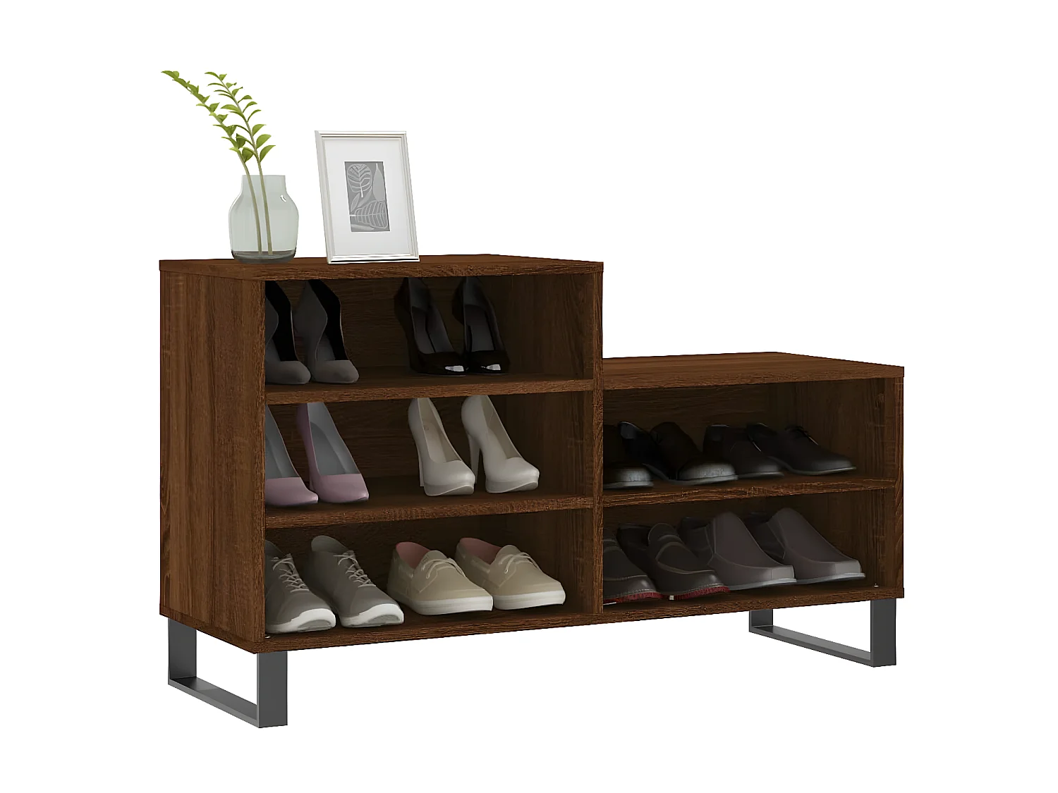 Schoenenkast 102x36x60 cm bewerkt hout bruin eikenkleur NL342930