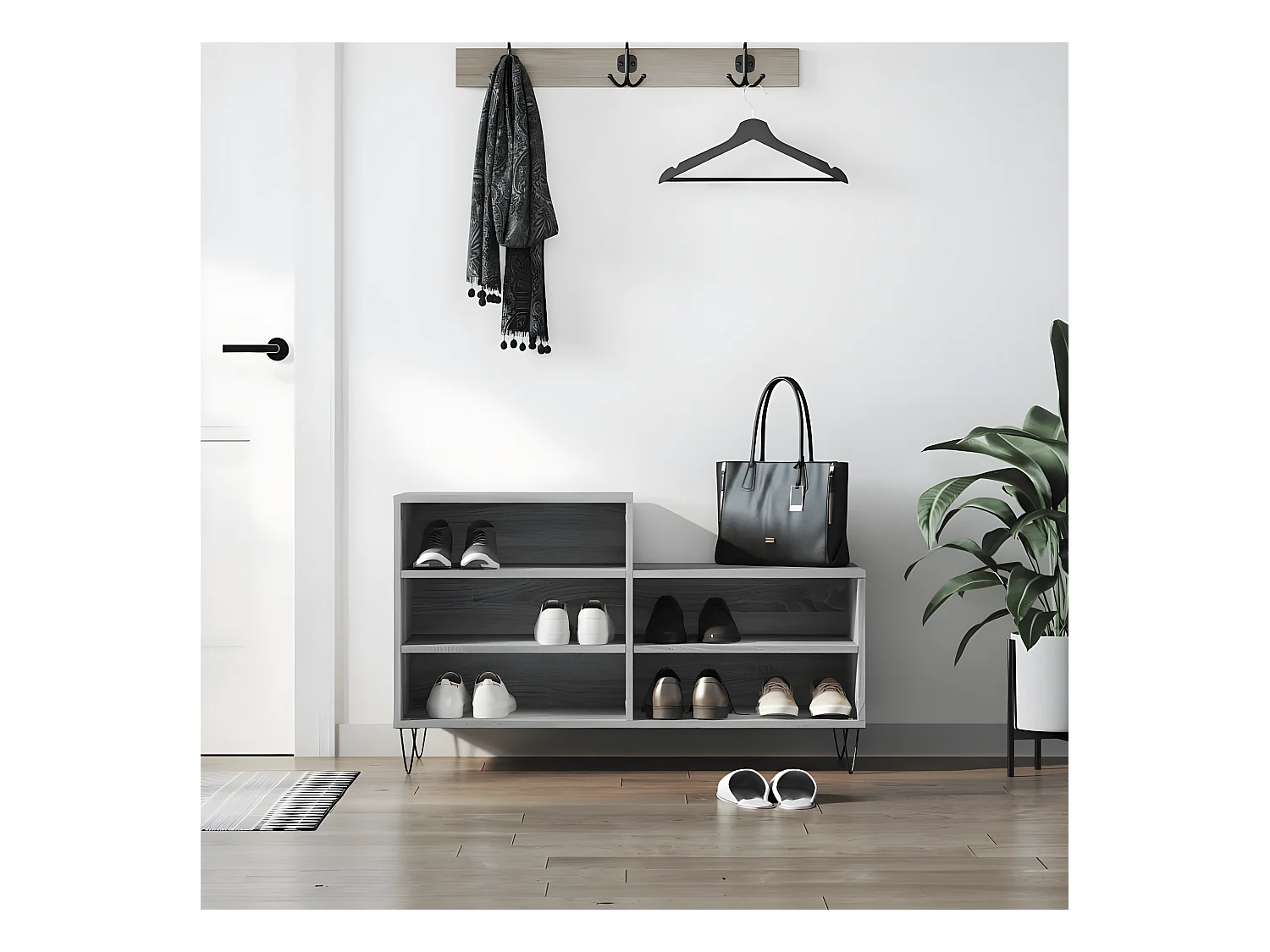 Meuble à chaussures Sonoma gris 102x36x60 cm Bois d'ingénierie WVGQ1558