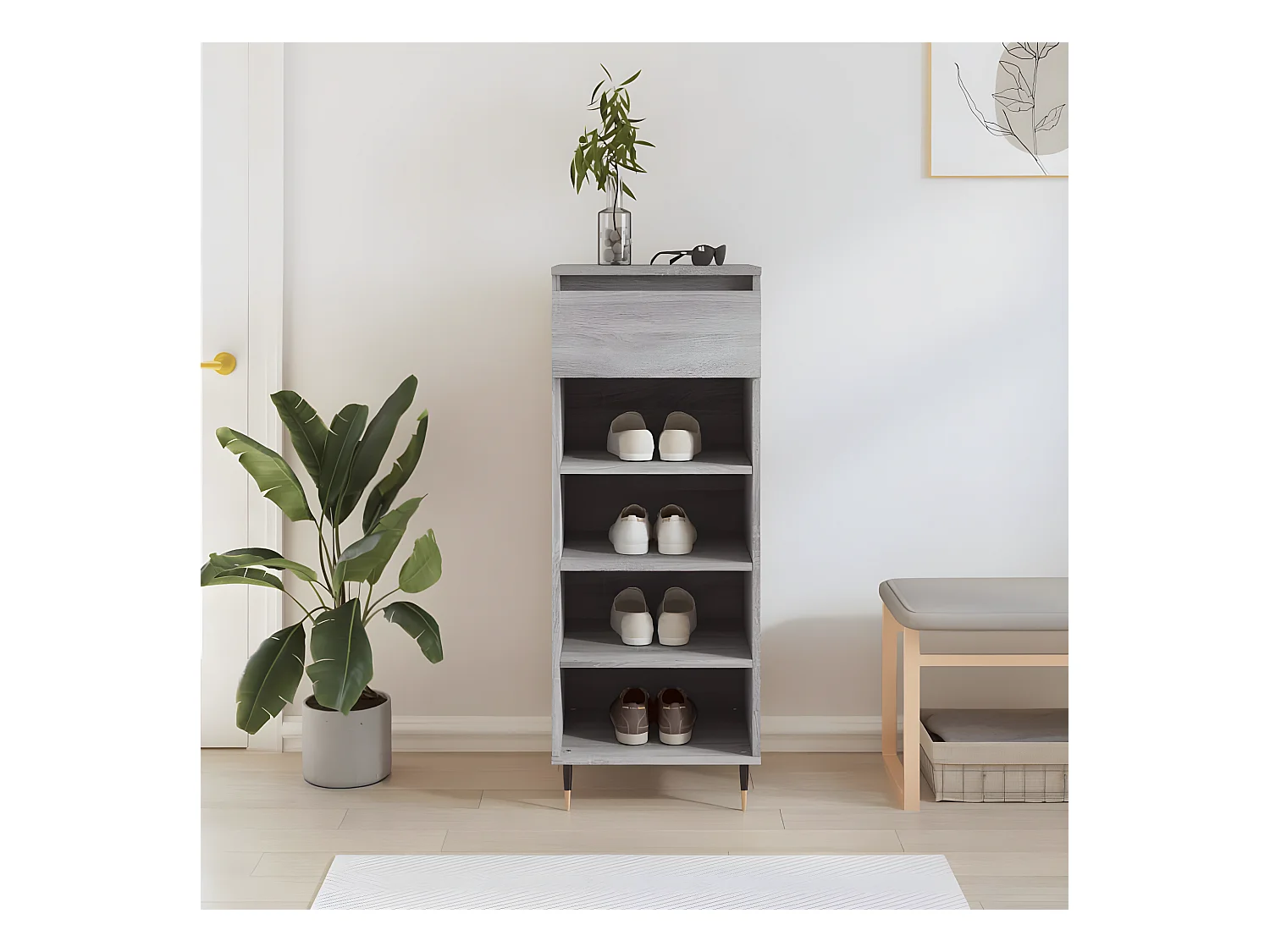 Meuble à chaussures Sonoma gris 40x36x105 cm Bois d'ingénierie WVGQ5851