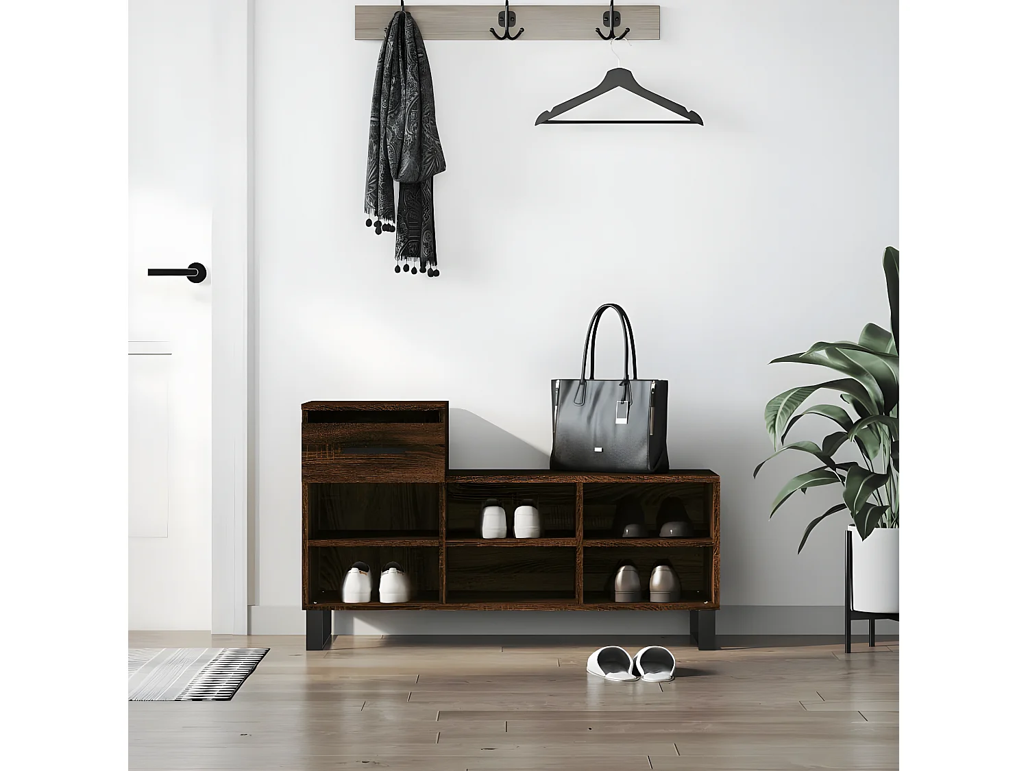 Meuble à chaussures Chêne marron 102x36x60cm Bois d'ingénierie WVGQ4575