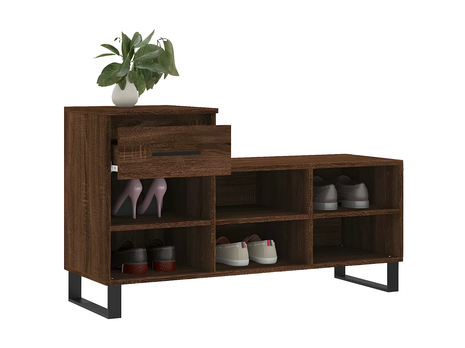 Meuble à chaussures Chêne marron 102x36x60cm Bois d'ingénierie WVGQ4575