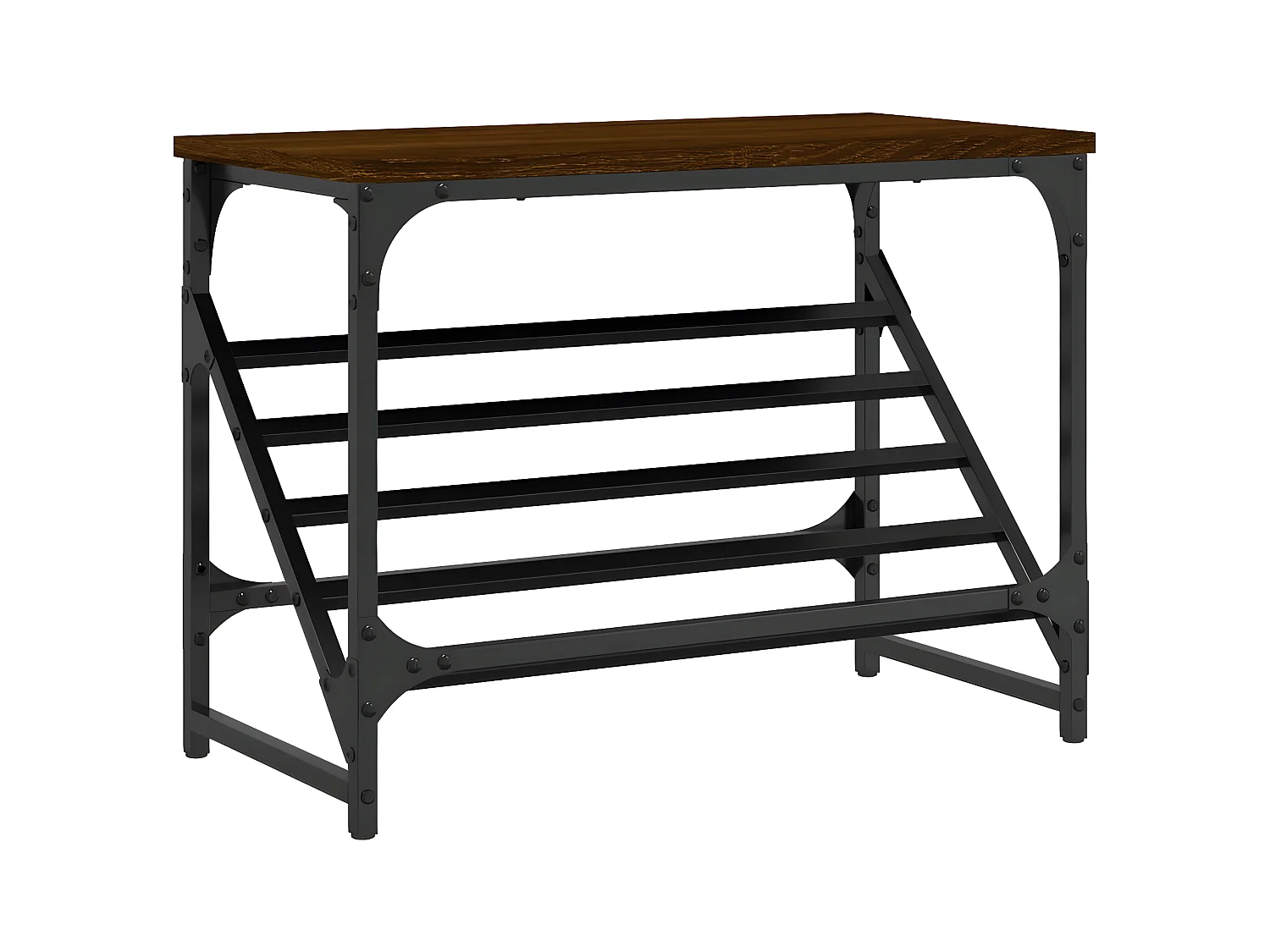 Schoenenrek 60x30x45 cm bewerkt hout bruin eikenkleur NL830174