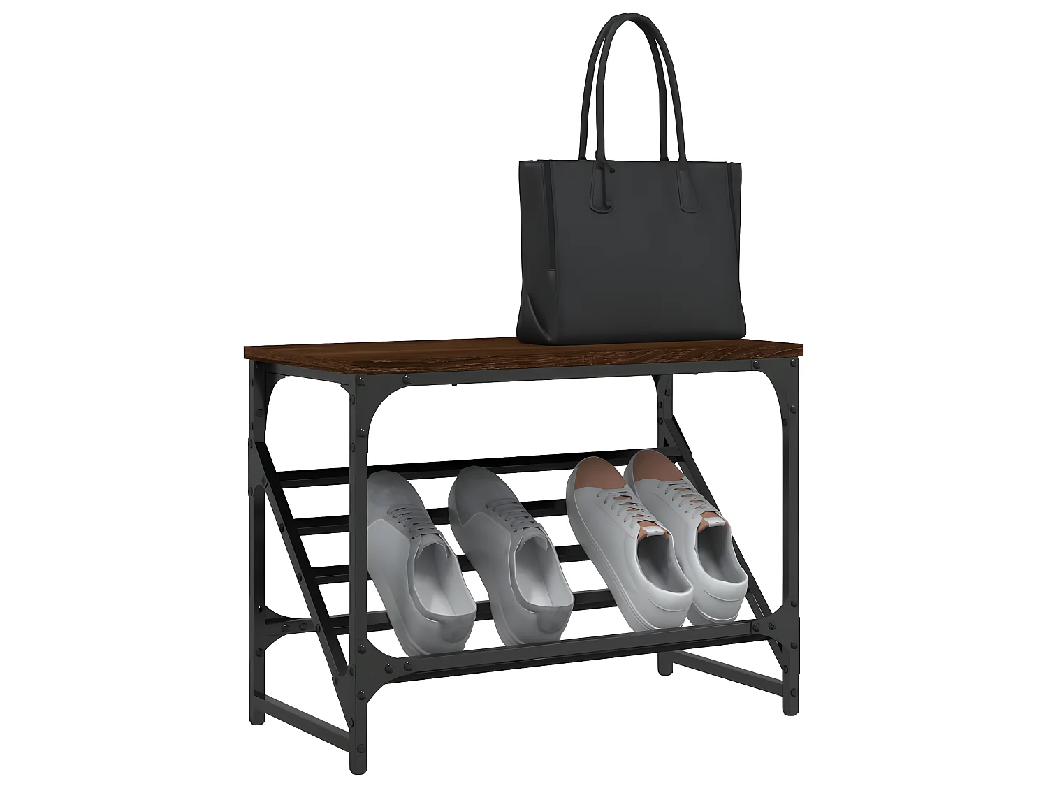 Schoenenrek 60x30x45 cm bewerkt hout bruin eikenkleur NL830174