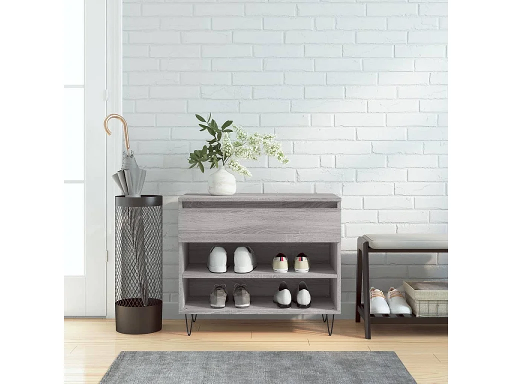 Meuble à chaussures Sonoma gris 70x36x60 cm Bois d'ingénierie WVGQ3838