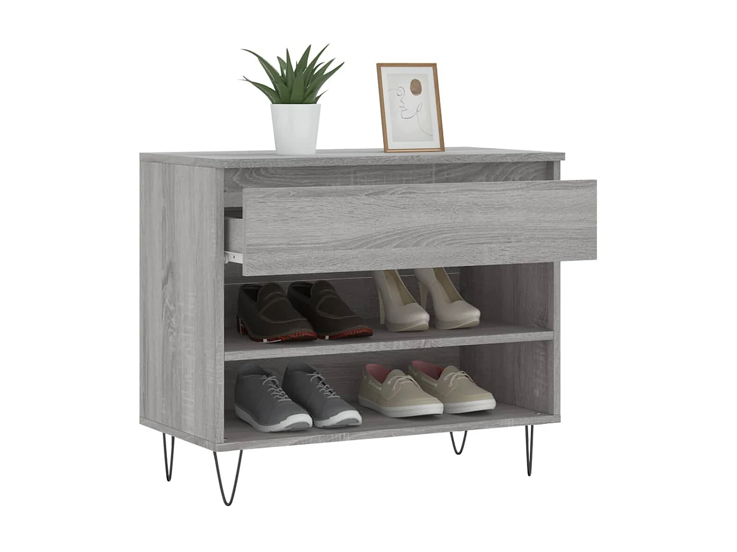 Meuble à chaussures Sonoma gris 70x36x60 cm Bois d'ingénierie WVGQ3838