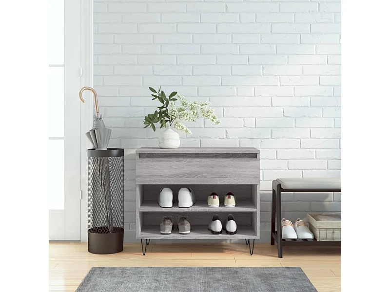 Meuble à chaussures Sonoma gris 70x36x60 cm Bois d'ingénierie WVGQ3838