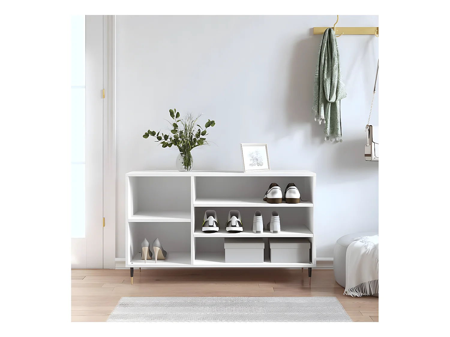 Meuble à chaussures Blanc 102x36x60 cm Bois d'ingénierie WVGQ2830
