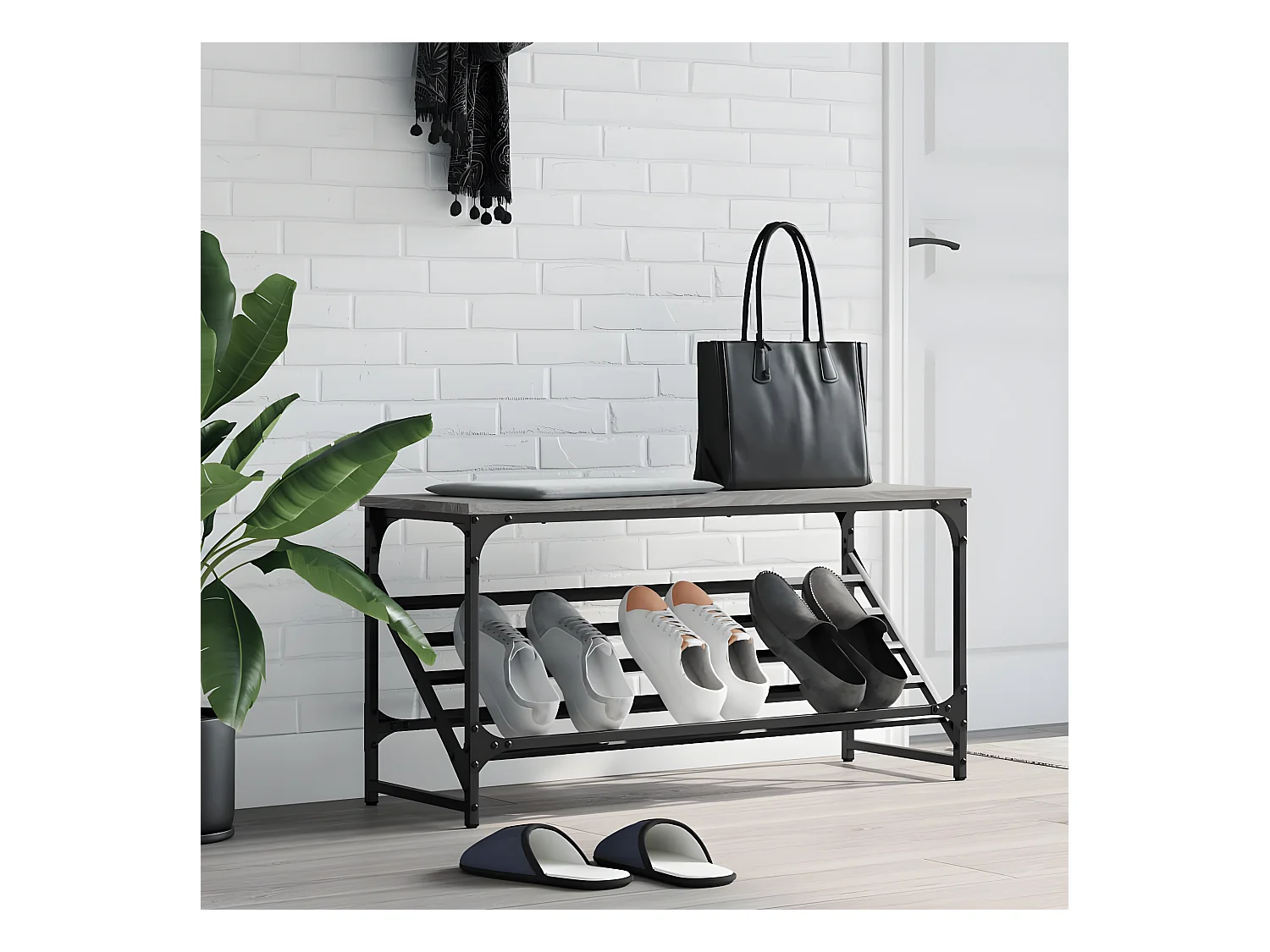 Meuble à chaussures sonoma gris 90x30x45 cm bois d'ingénierie WVGQ8087