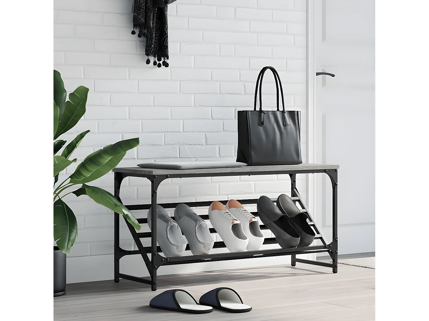 Meuble à chaussures sonoma gris 90x30x45 cm bois d'ingénierie WVGQ8087