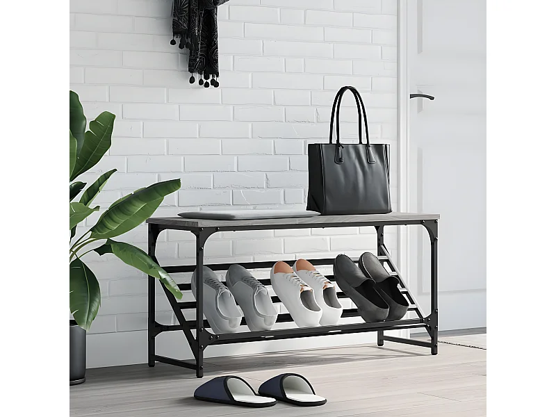 Meuble à chaussures sonoma gris 90x30x45 cm bois d'ingénierie WVGQ8087