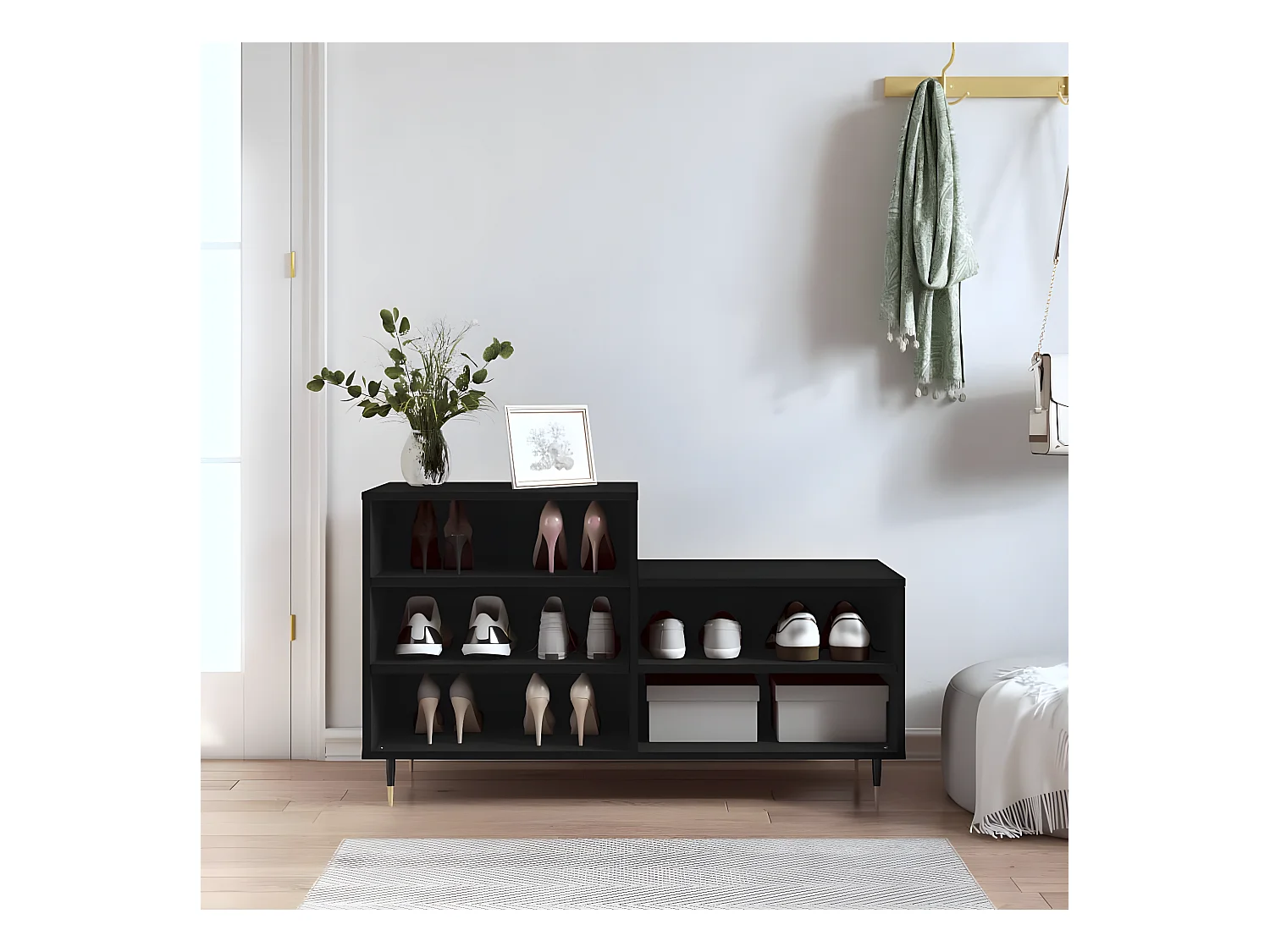 Meuble à chaussures Noir 102x36x60 cm Bois d'ingénierie WVGQ6747