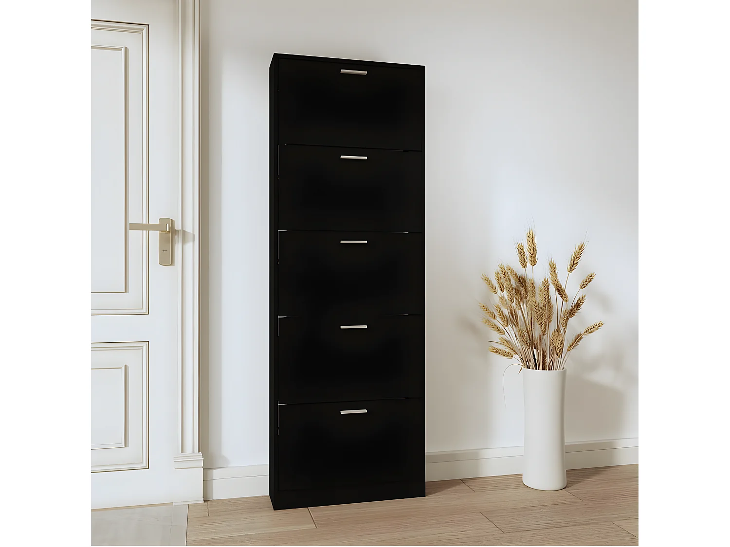 Meuble à chaussures Noir 59x17x169 cm Bois d'ingénierie WVGQ3322