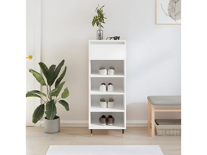 Schuhschrank Schuhregal Hochglanz-Weiß 40x36x105 cm Holzwerkstoff -gkd95046